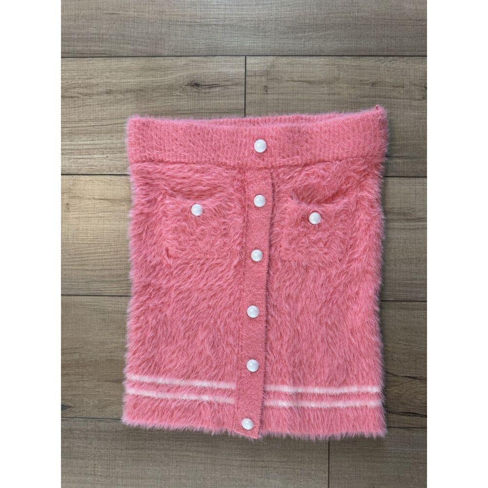 Finesse Joss Knit Button Mini Pink Skirt XL Women's Stretchy festival boho